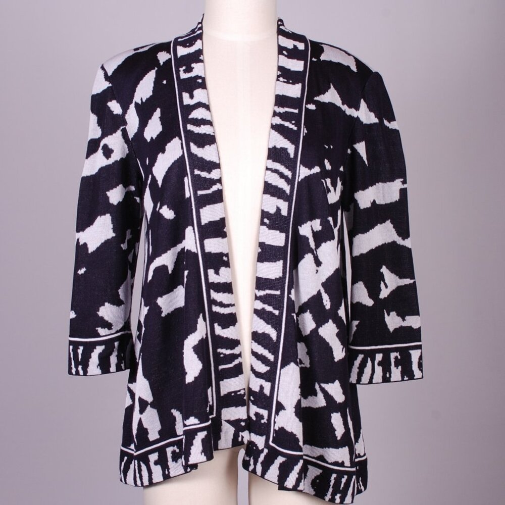 EUC Misook Geometric Knit Kimono, Sz - XS